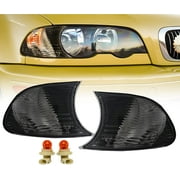 DEPO 00-01 E46 2D Cornering Lights - OE Euro Smoke Clip-On Corner Turn Signal Lamps (Left + Right) Compatible with 2000-2001 BMW E46 3 Series 2 Doors Coupe / Convertible (Smoked Lens w/ 2 Amber Bulbs)
